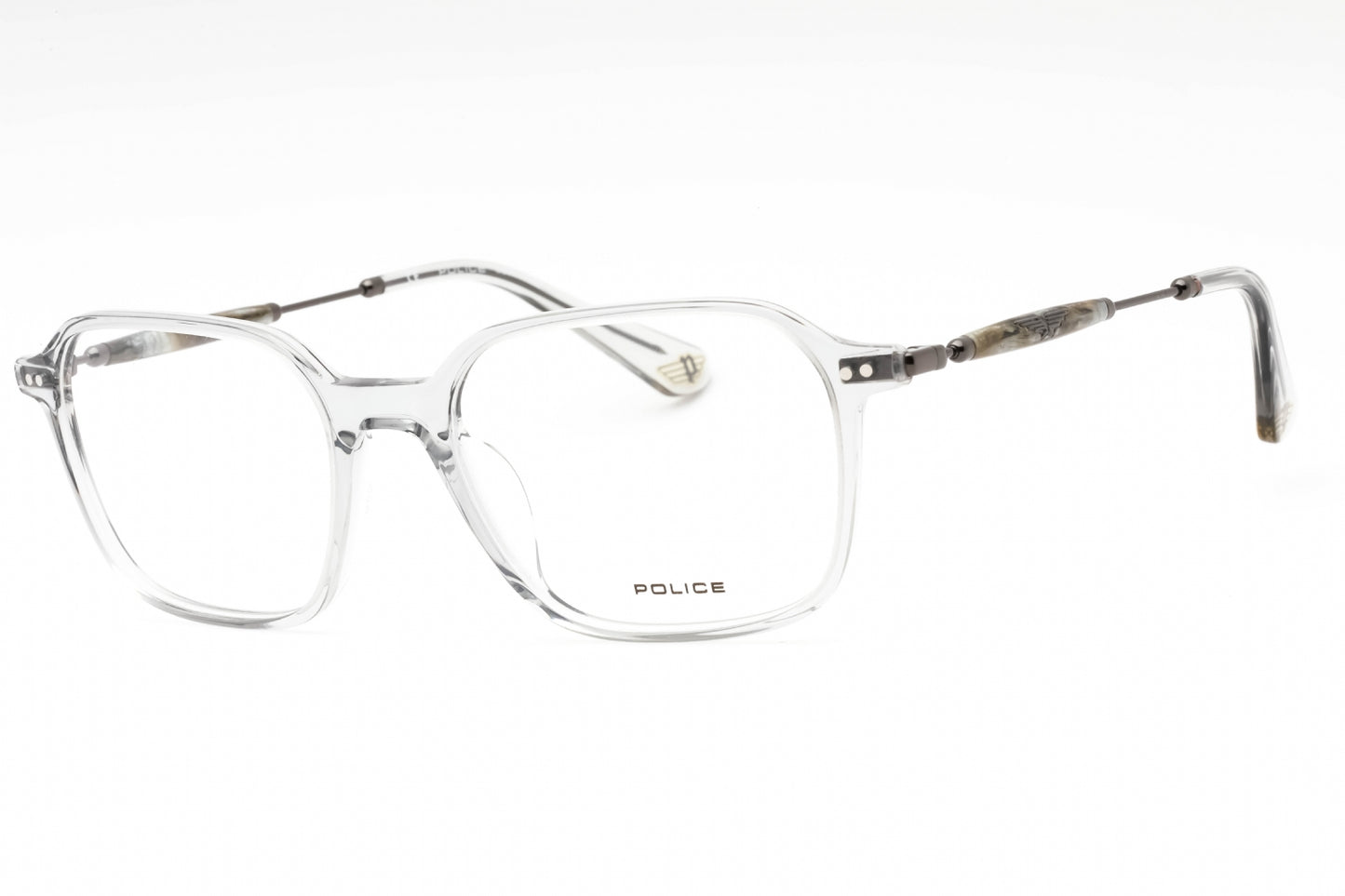 Police Vple98m 6s8 Eyeglasses Shiny Transparent Grey Size : 52