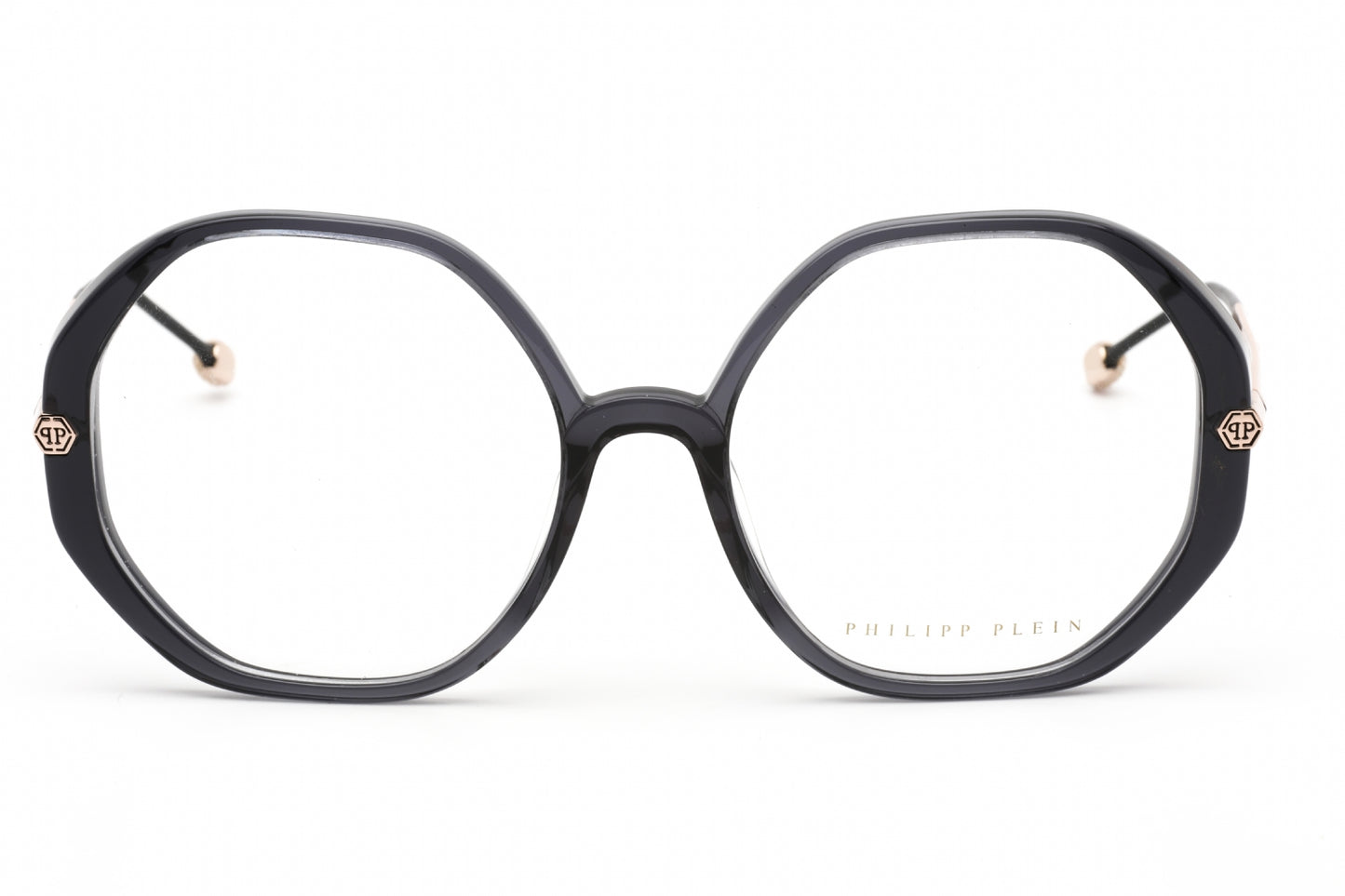 Philipp Plein 053s 705 Eyeglasses Shiny Transparent Dark Grey Size : 56