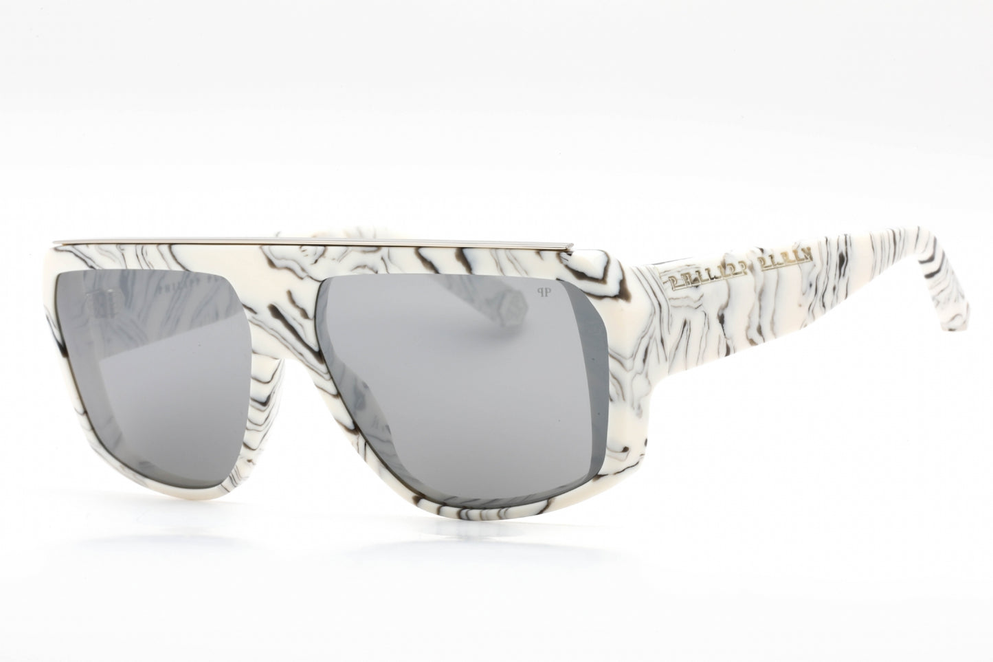 Philipp Plein 074 9ylx Sunglasses Marmorized Ivory Size : 64