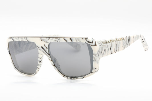 Philipp Plein 074 9ylx Sunglasses Marmorized Ivory Size : 64