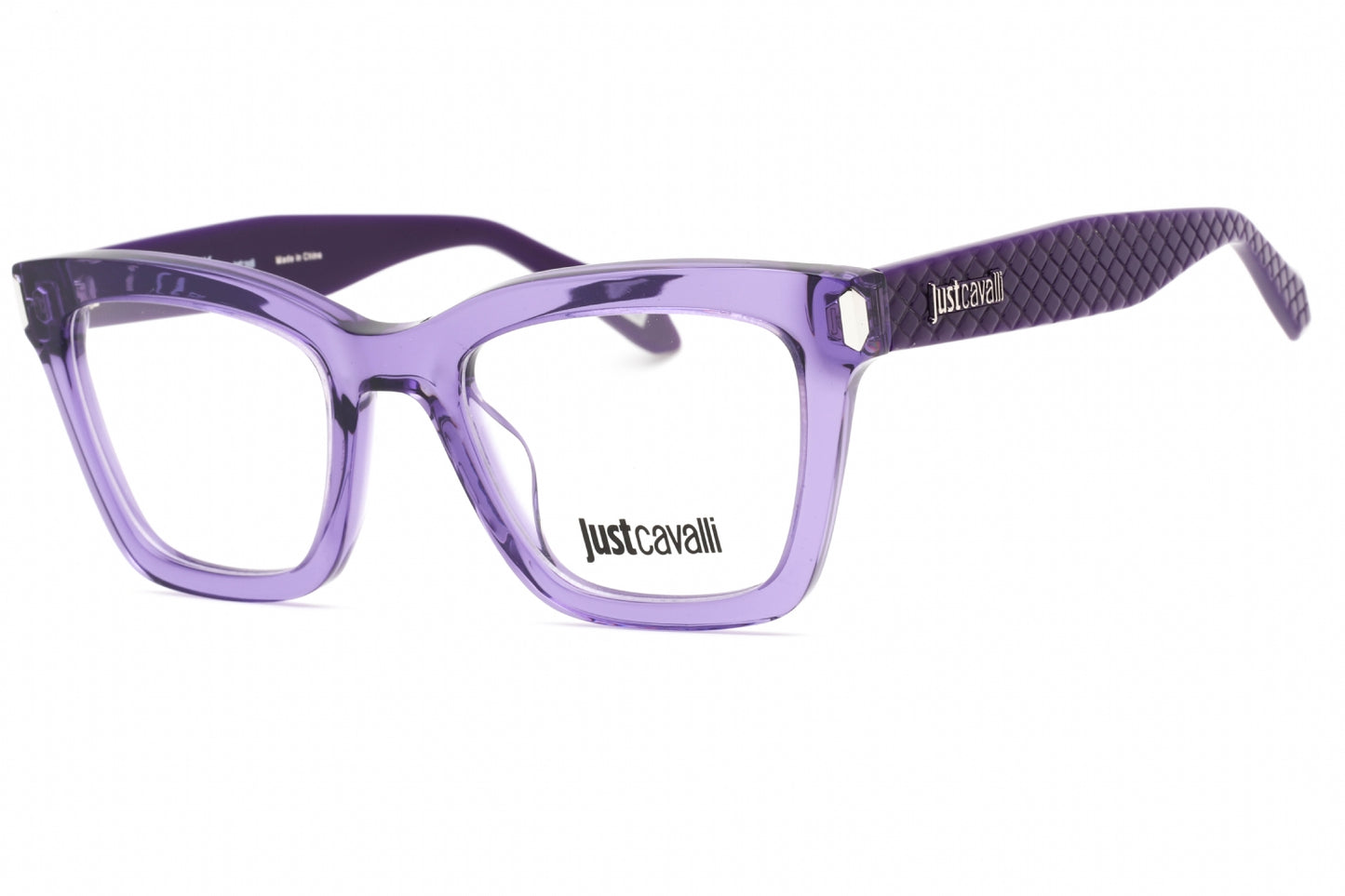 Just Cavalli 003v 6la Eyeglasses Shiny Transparent Purple Size : 50