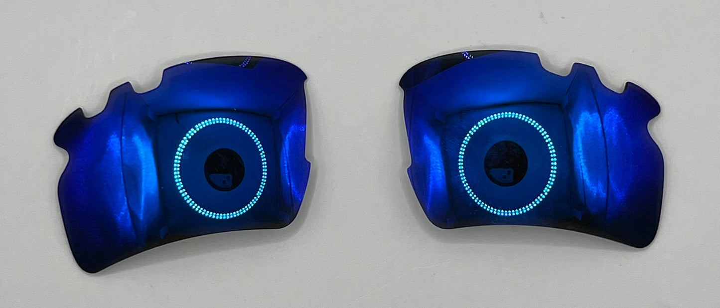 Oakley Flak 2.0 Xl Vented After Market Both Lenses Blue Mirror