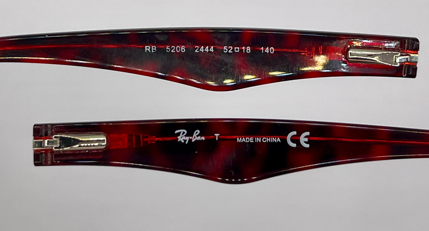 Ray Ban 5206 Both Temples Black/red
