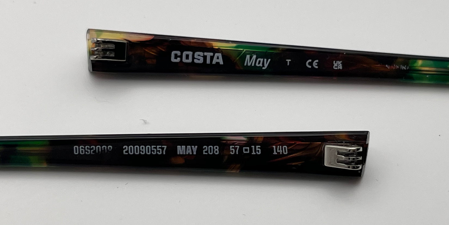 Costa Del Mar May 208 Both Temples Multicolored Tortoise