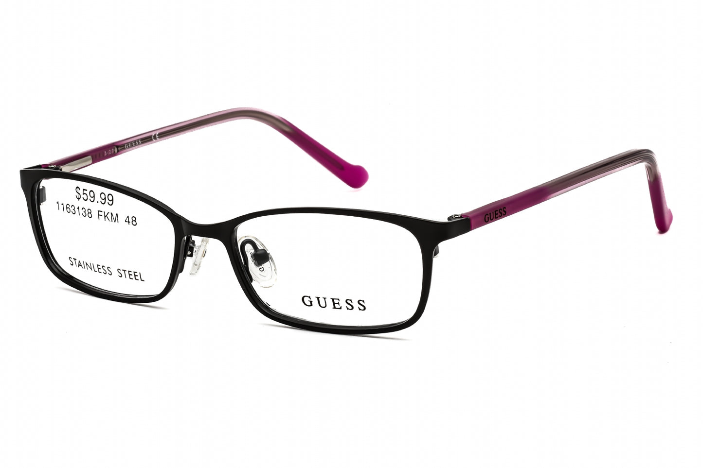 Guess 9155-3 05 Eyeglasses Black Pink Size : 48