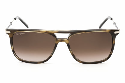 Salvatore Ferragamo 966s 319 Sunglasses Striped Khaki Size : 57
