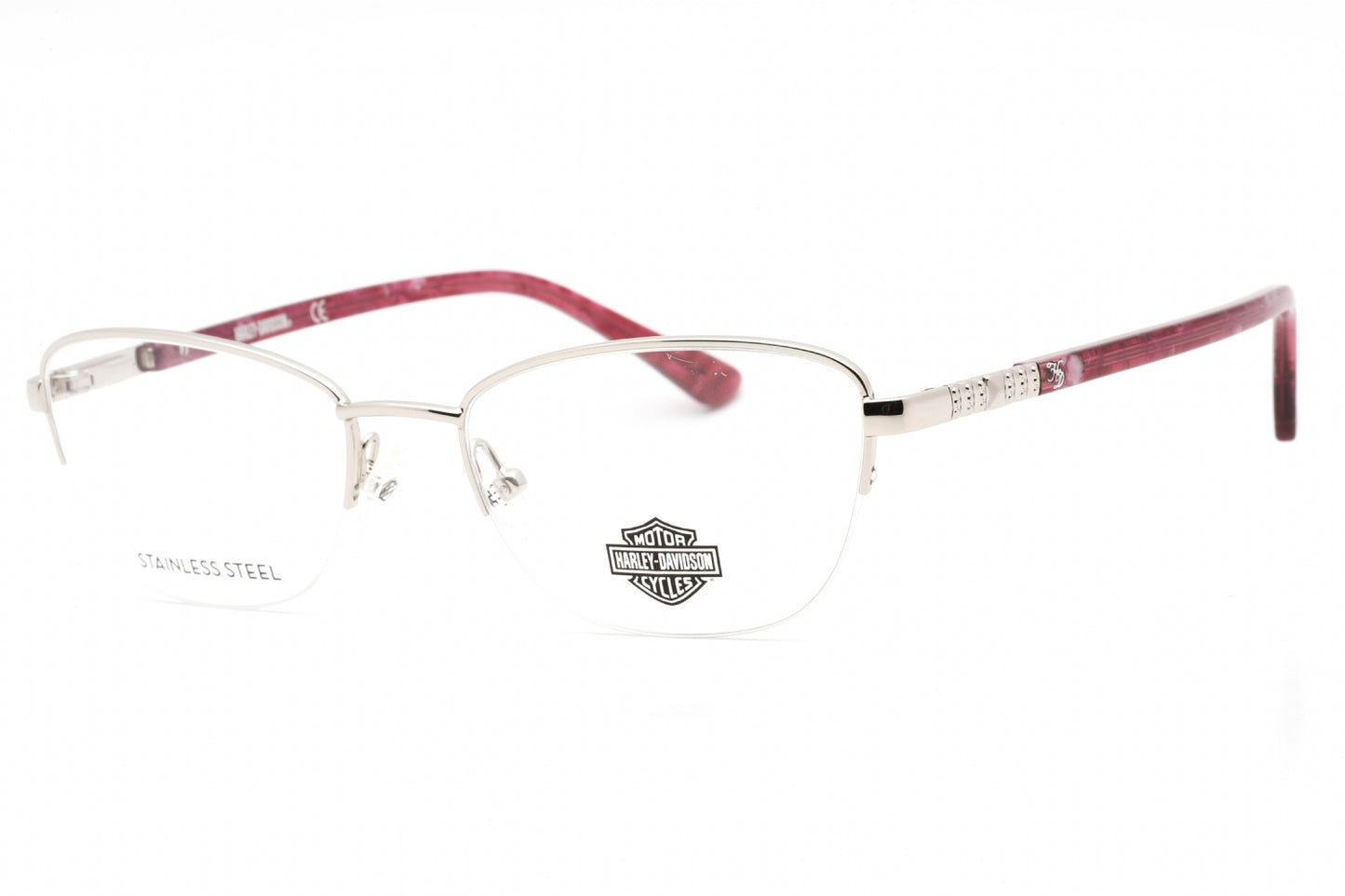 Harley Davidson 0550 10 Eyeglasses Shiny Light Nickeltin Size : 53