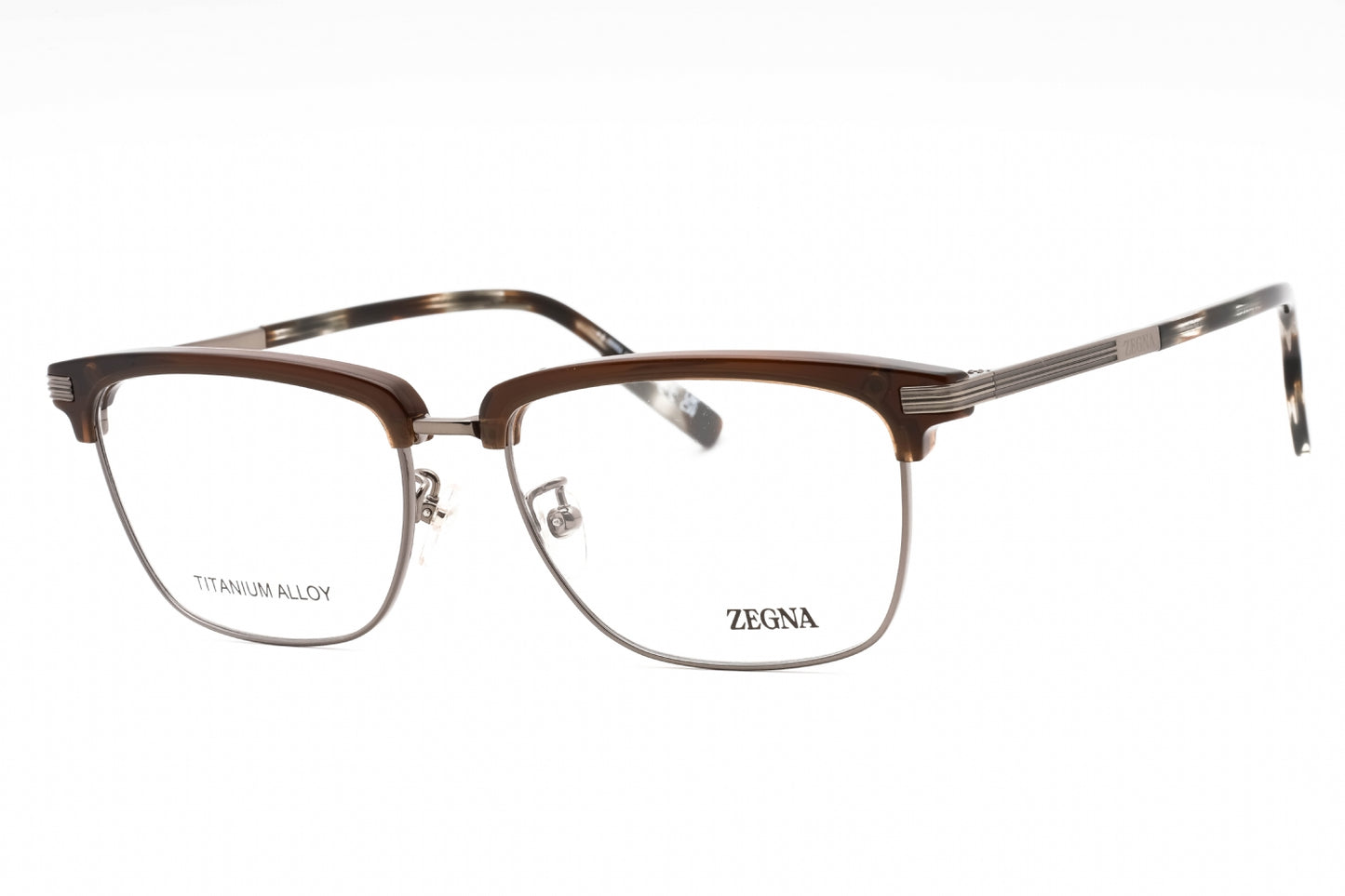 Ermenegildo Zegna 5259-H 14 Eyeglasses Shiny Light Ruthenium Size : 55