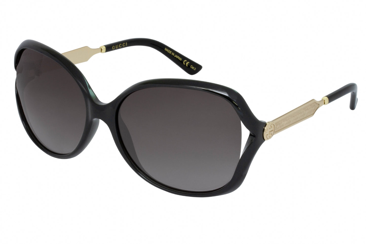 Gucci 0076s 02 Sunglasses Black-Gold Size : 60