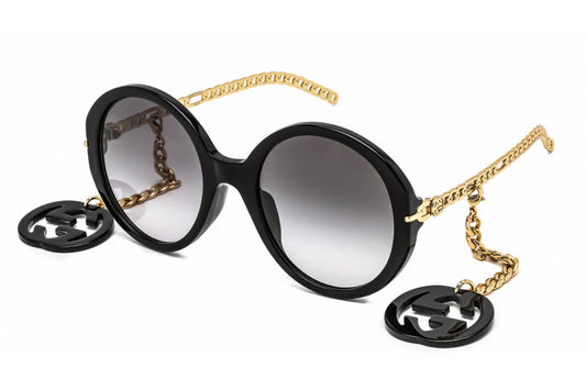 Gucci 0726s 01 Sunglasses Black-Gold Size : 56